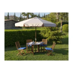 Ombrellone in Legno 3x3 metri Palo Centrale Quadrato con Manovella da giardino