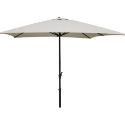 Ombrellone in Metallo Tondo 300 cm Telo Beige Palo Grigio Manovella