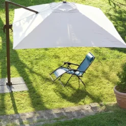 Ombrellone Palo Decentrato 3x4 Ecru da Giardino Antivento in Alluminio Esterno