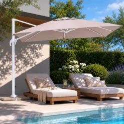 Ombrellone Palo Decentrato 3x4 Grigio da Giardino Antivento in Alluminio Esterno