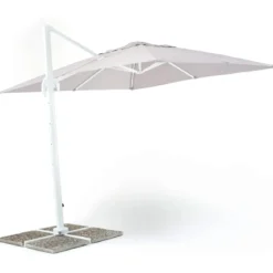 Ombrellone Palo Decentrato 3x3 Grigio da Giardino Antivento in Alluminio Esterno