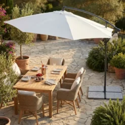 Ombrellone per Giardino 3x3 m Palo Laterale Bianco Antracite
