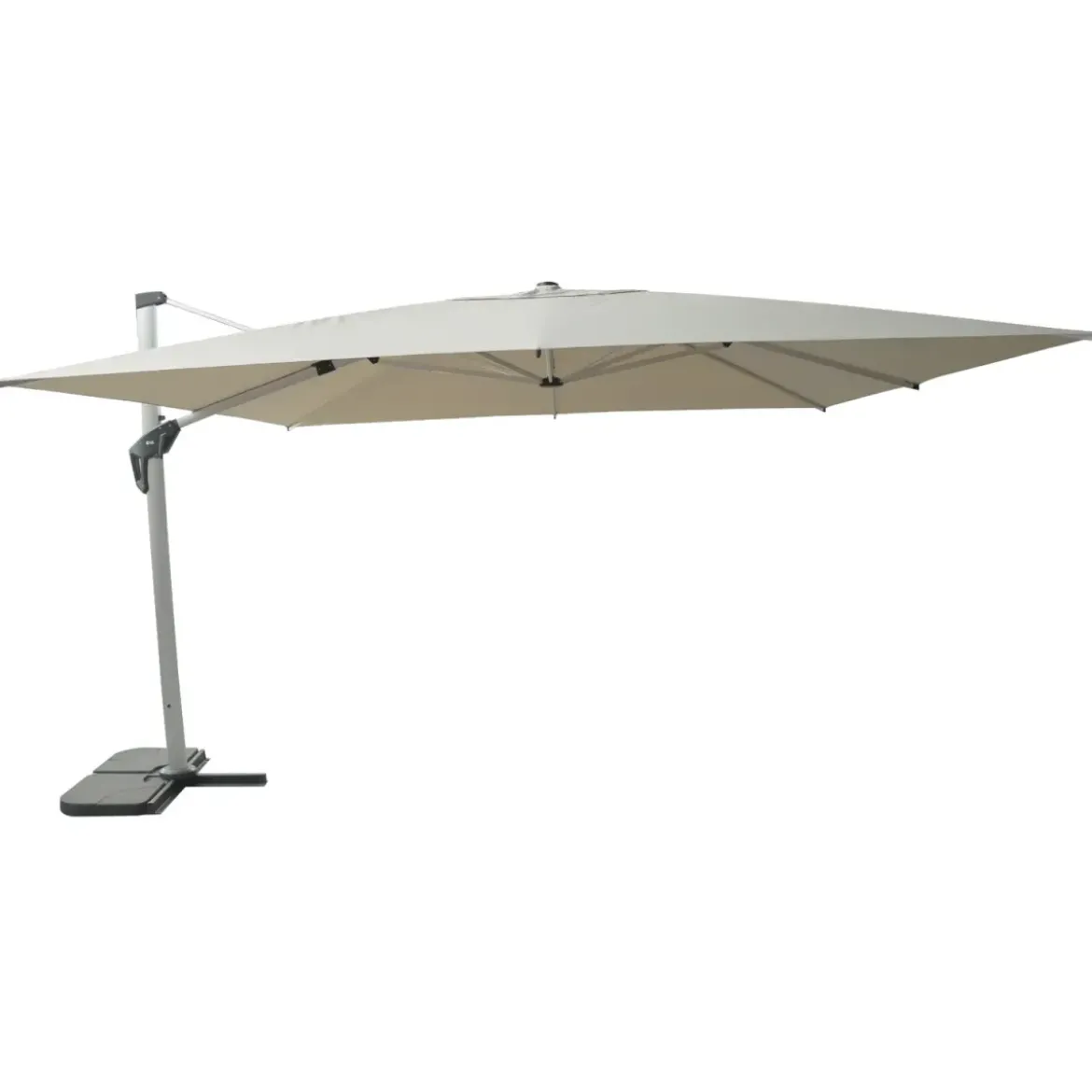 Ombrellone per Giardino 4x4 Palo Decentrato Alluminio Beige Antivento