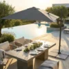 Ombrellone per Giardino 3x3 Palo Laterale Acciaio Nero Telo Grigio