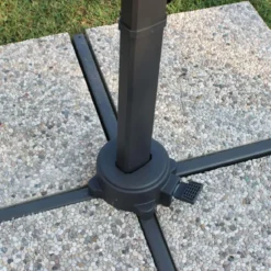 Ombrellone per Giardino 3x3 Palo Laterale Acciaio Nero Telo Grigio