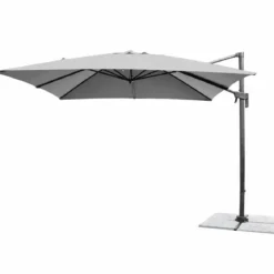 Ombrellone per Giardino 3x3 Palo Laterale Acciaio Nero Telo Grigio