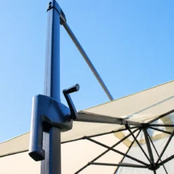 Ombrellone per Giardino 3x3 Palo Laterale Ecrù Nero Base a Crociera