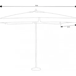 Ombrellone per Giardino 3x4 Palo Centrale Bianco Legno Antivento