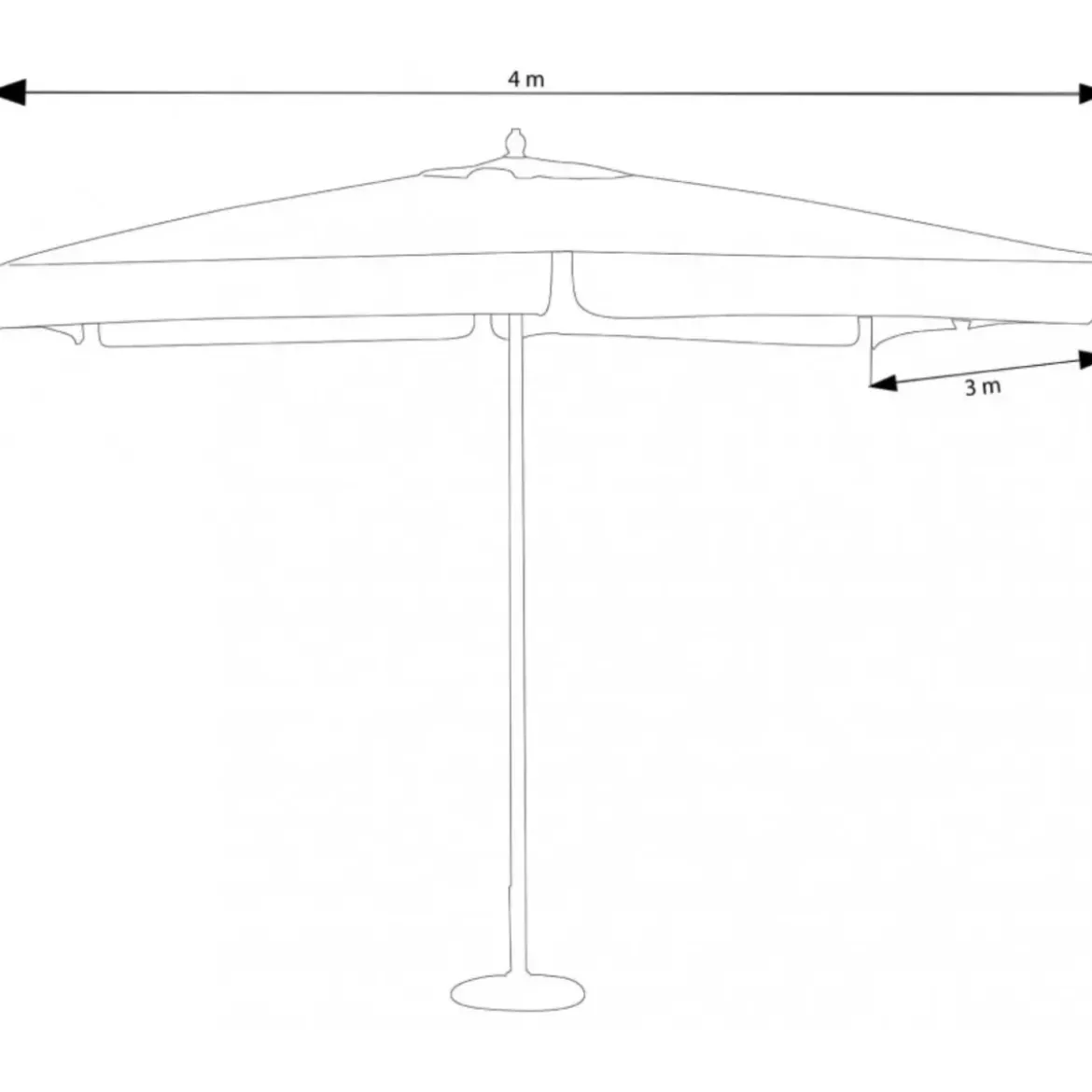 Ombrellone per Giardino 3x4 Palo Centrale Bianco Legno Antivento