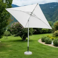Ombrellone per Giardino 2x2 Quadrato Palo Centrale Bianco Alluminio