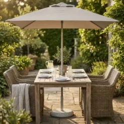 Ombrellone per Giardino 2x2 Quadrato Palo Centrale Tortora Alluminio