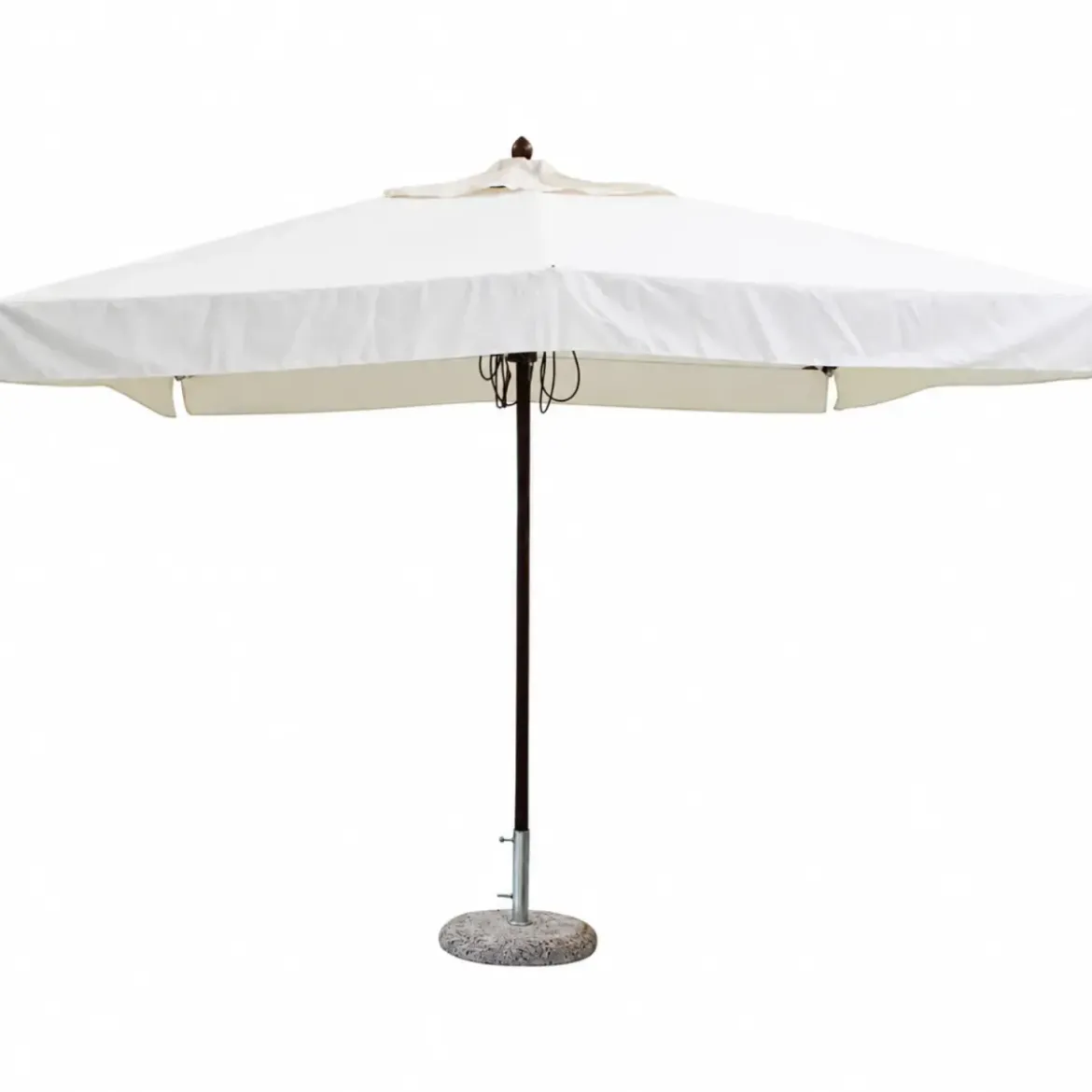 Ombrellone per Giardino 3x4 Rettangolare Palo Centrale Bianco Legno