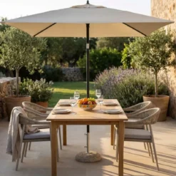 Ombrellone per Giardino 2x3 Rettangolare Ecrù Palo Centrale Alluminio