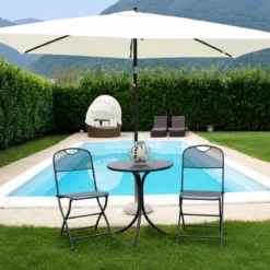 Ombrellone per Giardino 2x3 Rettangolare Ecrù Palo Centrale Alluminio