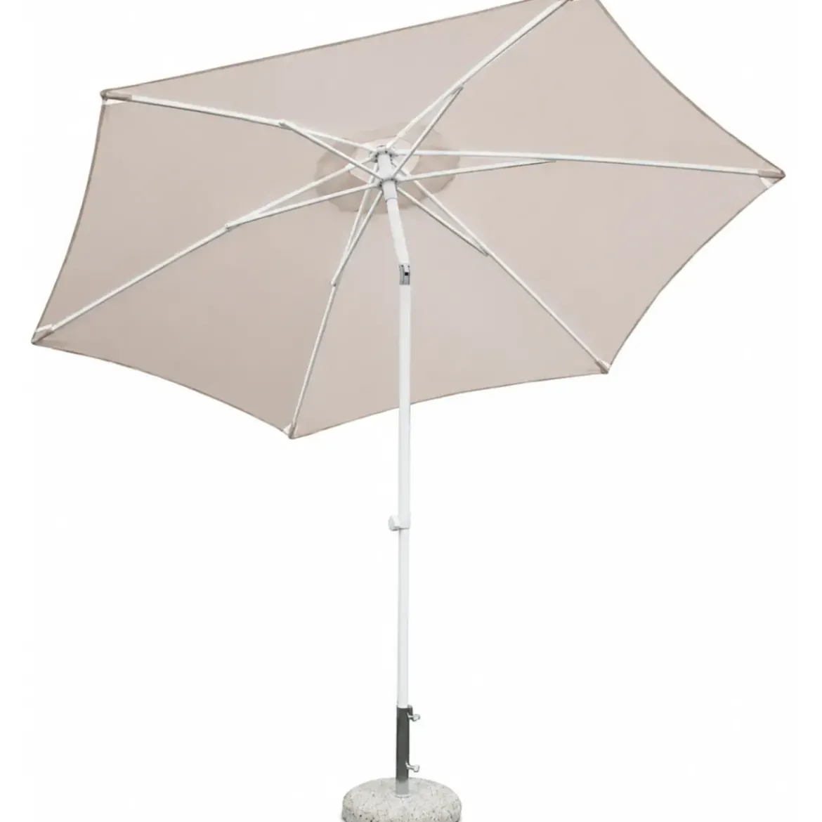 Ombrellone per Giardino 3x3 Rotondo Tortora Palo Centrale Alluminio