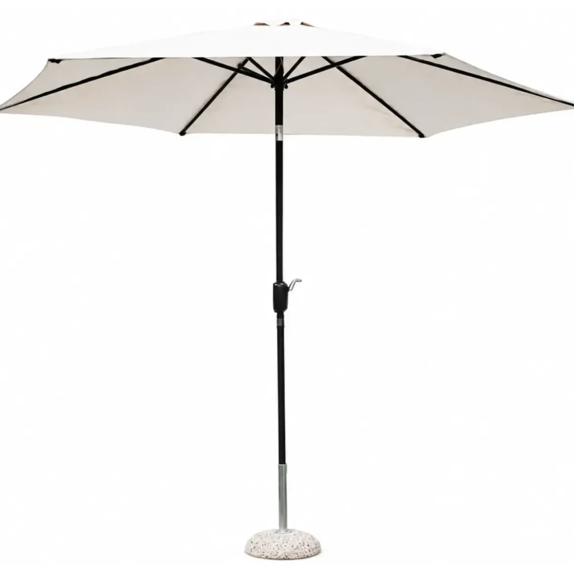 Ombrellone per Giardino 3x3 Rotondo Beige Palo Centrale con Carrucola
