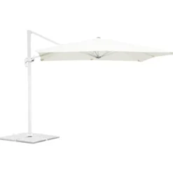 Ombrellone Quadrato da Esterno 3x3 m Bianco Alluminio Reclinabile 360°