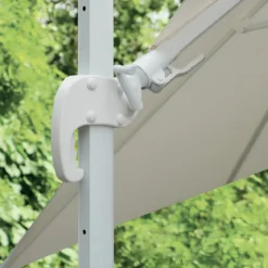 Ombrellone Quadrato da Esterno 3x3 m Bianco Alluminio Reclinabile 360°