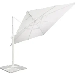 Ombrellone Quadrato da Esterno 3x3 m Bianco Alluminio Reclinabile 360°