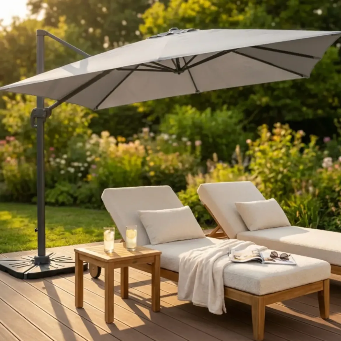 Ombrellone Rettangolare 3x4 m Palo Laterale Grigio Antracite Girevole