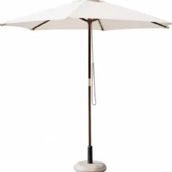Ombrellone Rotondo 2.5 mt in Legno Bianco da Esterno Giardino Terrazzo Balcone