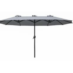 Ombrellone Trio Ovale Grigio 455x270x250 cm Acciaio e Poliestere