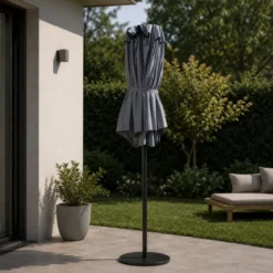 Ombrellone Trio Ovale Grigio 455x270x250 cm Acciaio e Poliestere
