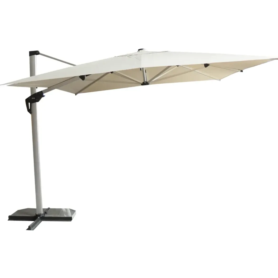 Ombrellone 3x4 Palo Laterale per Giardino Beige Antivento Base a Croce