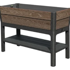 Orto Rialzato Effetto Legno con Ripiano 113x47,5x79,8 cm Marrone