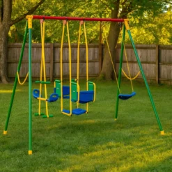 Outlet Altalena per Bambini 5 Posti da Giardino Corde Regolabili