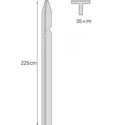 10 Paletti 225cm in Ferro Zincato per Recinzione