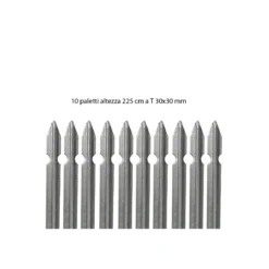 10 Paletti in Ferro Zincato 225 cm Pali per Recinzione con Profilo a T