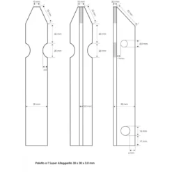 10 Paletti per Recinzione a T 150 cm 30x30 in Ferro Zincato Pali Metallo