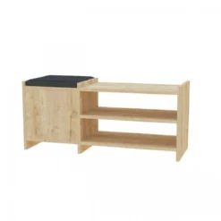 Panca Portascarpe con Cuscino Imbottito Mobile Ingresso in Legno Rovere