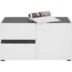 Panca Scarpiera Bianca 80x38x42 cm 1 Anta 2 Cassetti Soft-Close