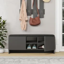 Panca Scarpiera da Ingresso 110x37x43 cm Antracite Rovere