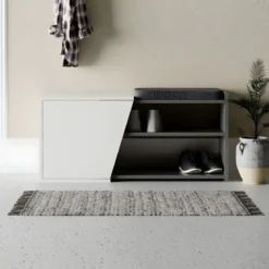 Panca Scarpiera Ingresso Seduta Imbottita Bianco Antracite Salvaspazio