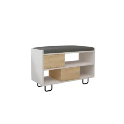 Panca Scarpiera in Legno con Cuscino Imbottito Mobile Ingresso Bianco