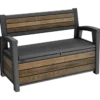 Panchina Contenitore Keter 270L in Resina Effetto Legno Noce da Esterno