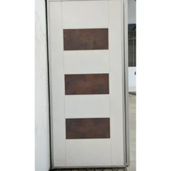 Pannello da Esterno in Vetroresina Bianco con Inserti Corten Noce