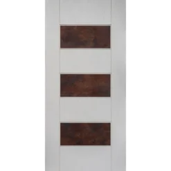 Pannello da Esterno in Vetroresina Bianco con Inserti Corten Noce
