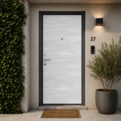 Pannello per Porta Blindata Alluminio Bianco Effetto Onde 90x210 cm