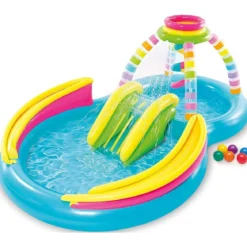 Parco Acquatico Colorato Palline Gonfiabile Piscina con Scivolo per Bimbi
