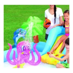 Parco Giochi Acquatico 239x206x86 Gioco Piscina Gonfiabile con Scivolo Bambini