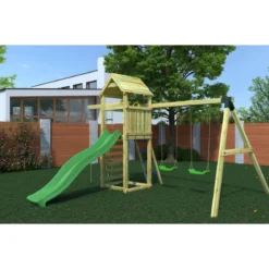 Parco Giochi Bimbi da Giardino in Legno Torretta Altalena Scivolo Corda
