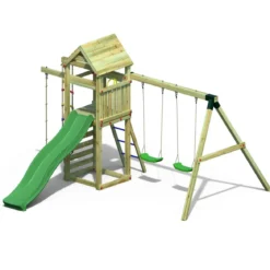 Parco Giochi Bimbi da Giardino in Legno Torretta Altalena Scivolo Corda
