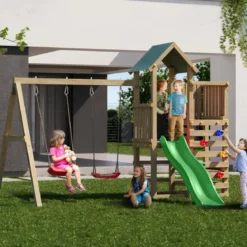 Parco Giochi Bimbi da Giardino in Legno Altalena Scivolo Picnic Tavolo