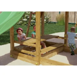 Parco Giochi Giardino in Legno per Bimbi con Altalena Scivolo Torretta