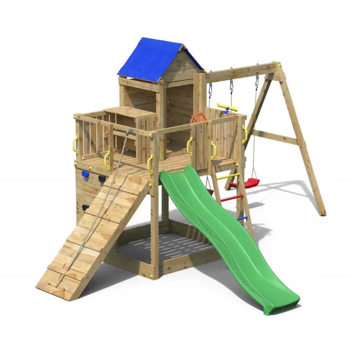 Parco Giochi in Legno da Giardino per Bambini Torretta Altalena Scivolo