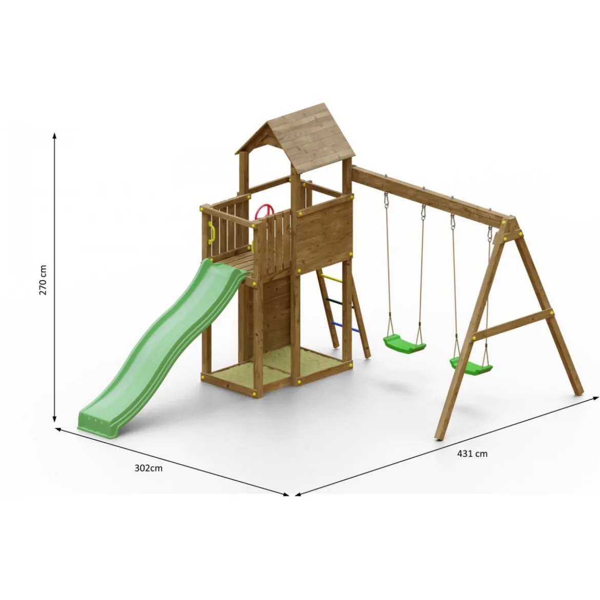 Parco Giochi in Legno per Bimbi da Giardino Altalena Scivolo Arrampicata